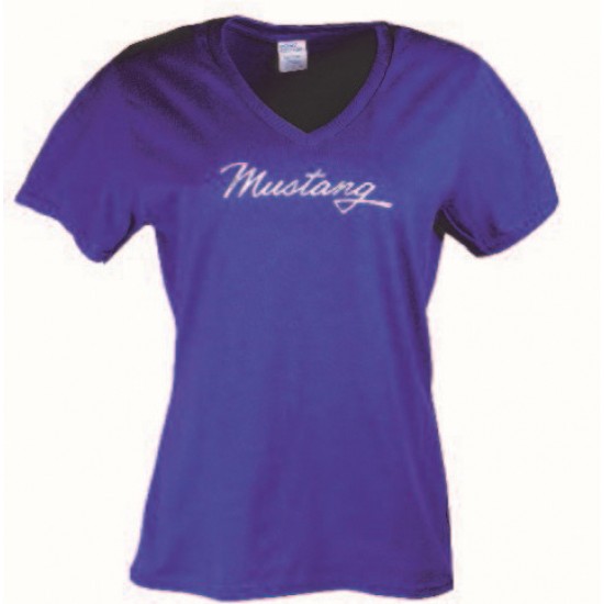 Womens T-Shirt Purple with Silver Glitter Mustang logo